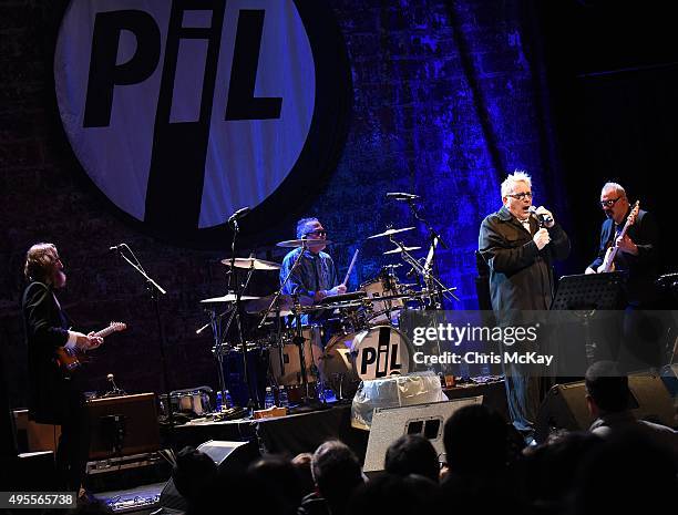 Lu Edmonds, Bruce Smith, John Lydon , and Scott Firth of Public Image Ltd. Perform at Georgia Theatre on November 3, 2015 in Athens, Georgia.