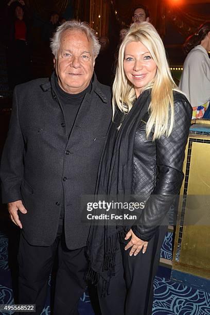 Massimo Gargia and Nadine Rodd attend the 'Belcanto' The Luciano Pavarotti Heritage Premiere at Folies Bergere on November 3, 2015 in Paris, France.