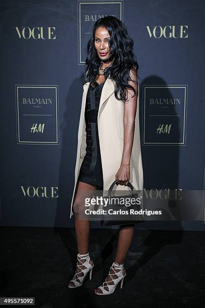 Portuguese model Nayma Mingas during the Balmain Launch Event in Lisbon on November 3, 2015 in Lisbon, Portugal.