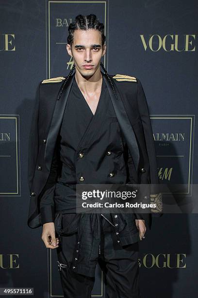 Portuguese international male model Luis Borges during the Balmain Launch Event in Lisbon on November 3, 2015 in Lisbon, Portugal.