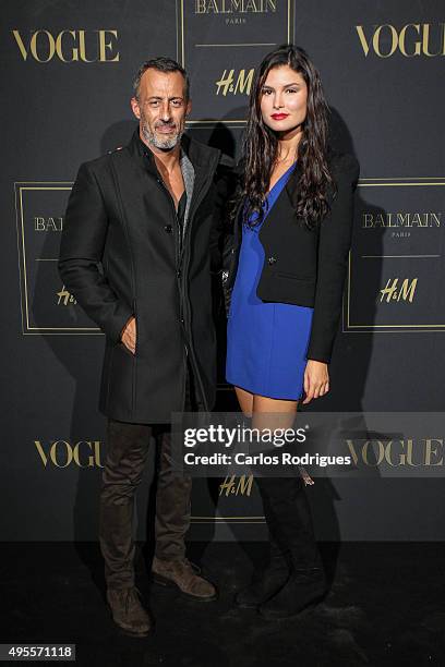 Portuguese model Milene Cardoso and Portuguese shoes designer luis Onofre during the Balmain Launch Event in Lisbon on November 3, 2015 in Lisbon,...