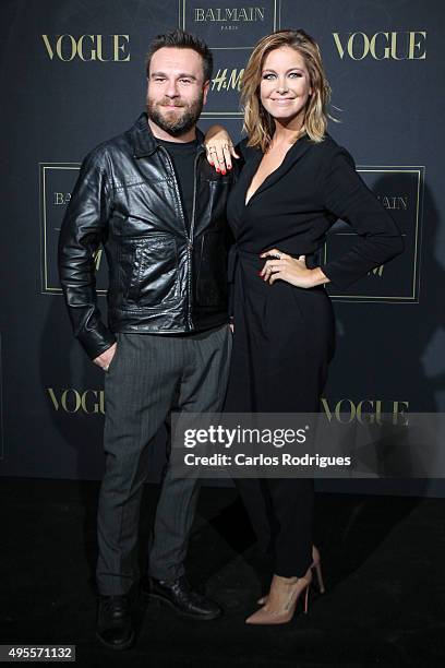 Portuguese TV Presenters Vanessa Oliveira and Nuno Eiro during the Balmain Launch Event in Lisbon on November 3, 2015 in Lisbon, Portugal.