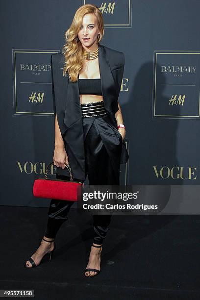 Portuguese Actress Sara Prata during the Balmain Launch Event in Lisbon on November 3, 2015 in Lisbon, Portugal.