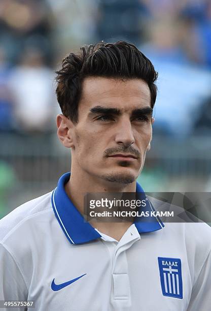 Greek midfielder Lazaros Christodoulopoulos poses before a World Cup preparation friendly match against Nigeria in Chester, Pennsylvania, on June 3,...