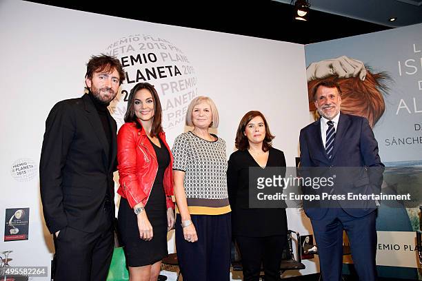Daniel Sanchez Arevalo, Monica Carrillo,Alicia Gimenez Barlett, Soraya Saenz de Santamaria and Jose Crehueras attend a photocall of Planeta Award...