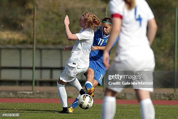 Valery Vigilucci of Italy U19 women's scores the opening goal during the international friendly match between Italy U19 and England U19 on November...