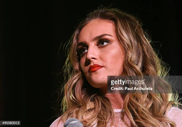 Singer Perrie Edwards of the Girl Group Little Mix performs live at the Hard Rock Cafe on November 3, 2015 in Hollywood, California.