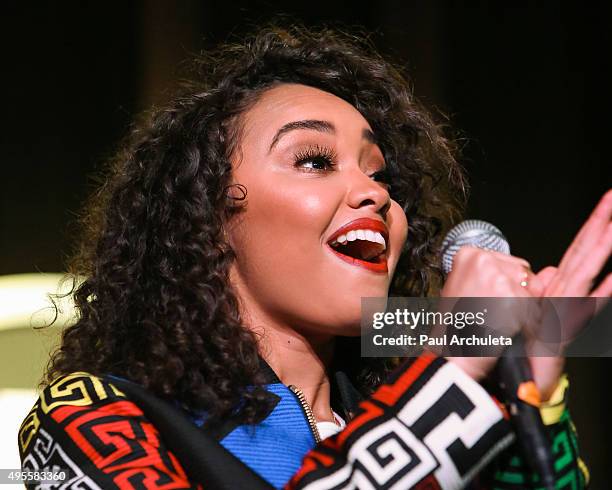 Singer Leigh-Anne Pinnock of the Girl Group Little Mix performs live at the Hard Rock Cafe on November 3, 2015 in Hollywood, California.