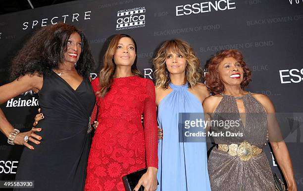 Trina Parks, Naomie Harris, Halle Berry and Gloria Hendry attend 'Spectre' The Black Women of Bond Tribute at California African American Museum on...