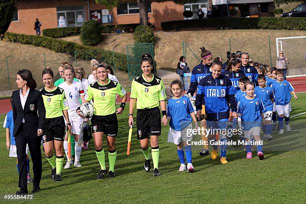 Valentina Finzi referee during the international friendly match between Italy U19 and England U19 on November 4, 2015 in Montepulciano, Italy.