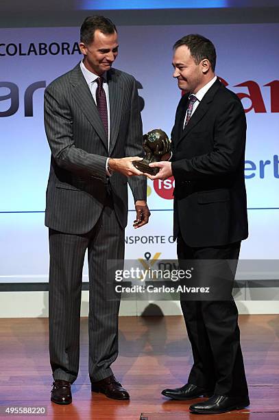 King Felipe VI of Spain attends the CEPYME 2015 Awards at the Reina Sofia Museum on November 4, 2015 in Madrid, Spain.