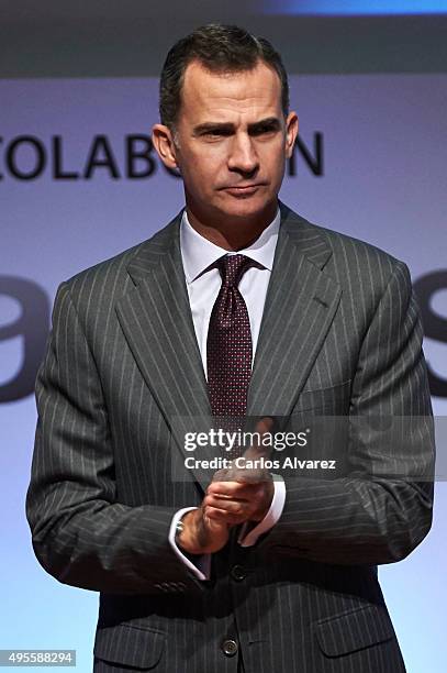 King Felipe VI of Spain attends the CEPYME 2015 Awards at the Reina Sofia Museum on November 4, 2015 in Madrid, Spain.