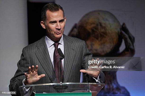 King Felipe VI of Spain attends the CEPYME 2015 Awards at the Reina Sofia Museum on November 4, 2015 in Madrid, Spain.