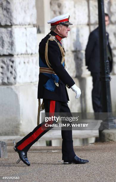 Britain's Prince Philip, The Duke of Edinburgh looks on during The Royal Marines 350th Anniversary Beating Retreat at Horseguards Parade in London on...