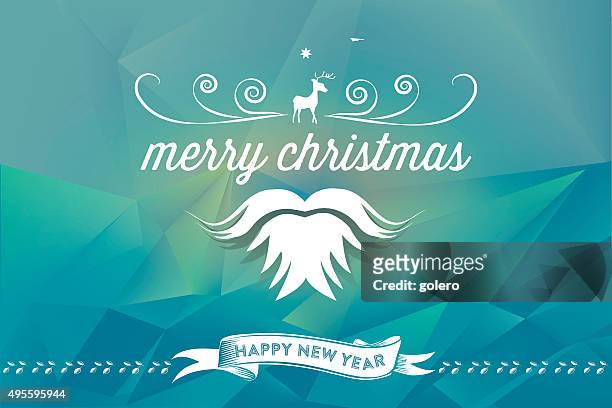 santa claus sign on abstract blue polygonal landscape background - polygon illustration christmas stock illustrations