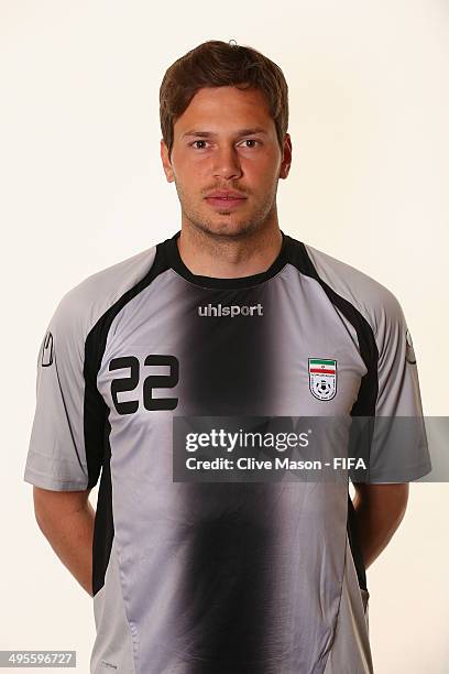 Daniel Davari of Iran poses during the official FIFA World Cup 2014 portrait session on June 4, 2014 in Sao Paulo, Brazil.