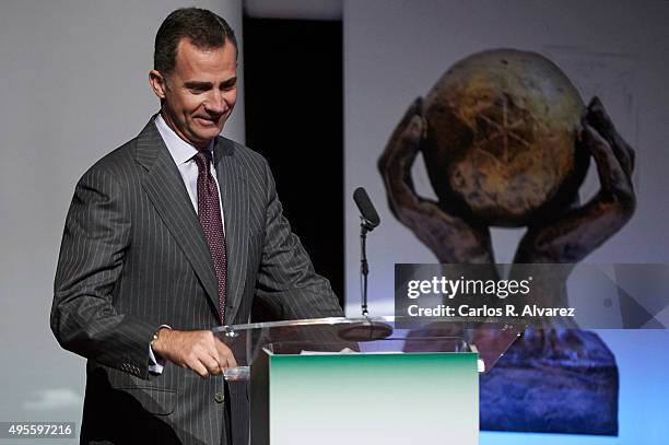 King Felipe VI of Spain attends the CEPYME 2015 Awards at the Reina Sofia Museum on November 4, 2015 in Madrid, Spain.