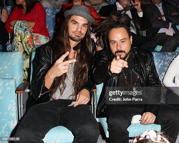 Mark Kondrat and Itagui Correa from Band Locos Por Juana attend the Latin GRAMMY Acoustic Session Miami with Diego Torres at New World Center on...