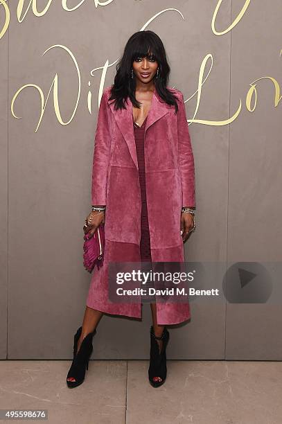 Naomi Campbell arrives at the Burberry Festive film premiere at 121 Regent Street on November 3, 2015 in London, England.