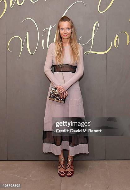 Martha Ward arrives at the Burberry Festive film premiere at 121 Regent Street on November 3, 2015 in London, England.