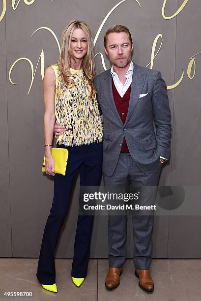 Storm Keating and Ronan Keating arrive at the Burberry Festive film premiere at 121 Regent Street on November 3, 2015 in London, England.