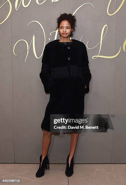 Malaika Firth arrives at the Burberry Festive film premiere at 121 Regent Street on November 3, 2015 in London, England.
