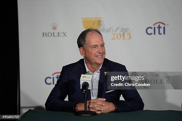 Jay Haas is named Captain of the 2015 Presidents Cup Unites States' Team during a press conference at the Big Cedar Lodge Legends of Golf presented...