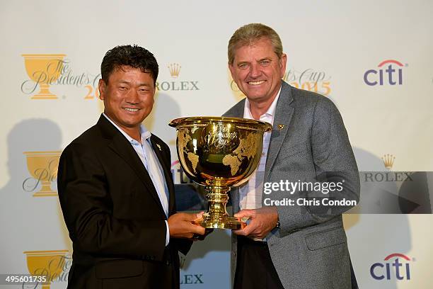 Choi of South Korea is named as Vice-Captain of the 2015 Presidents Cup International Team by Captain Nick Price of Zimbabwe during a press...