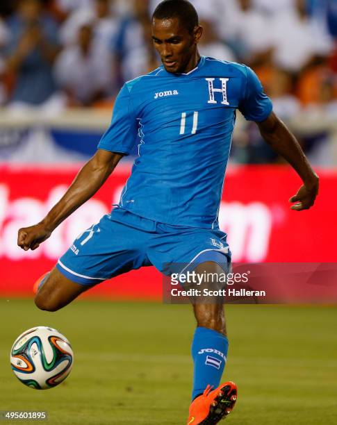 Jerry Bengtson of Honduras in action during their Road to Brazil match against Isreal at BBVA Compass Stadium on June 1, 2014 in Houston, Texas.