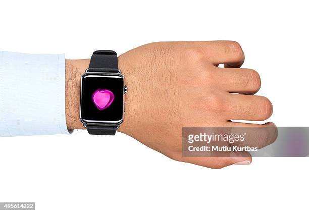 african descent people wearing apple watch and showing heart shape - apple watch heart stock pictures, royalty-free photos & images