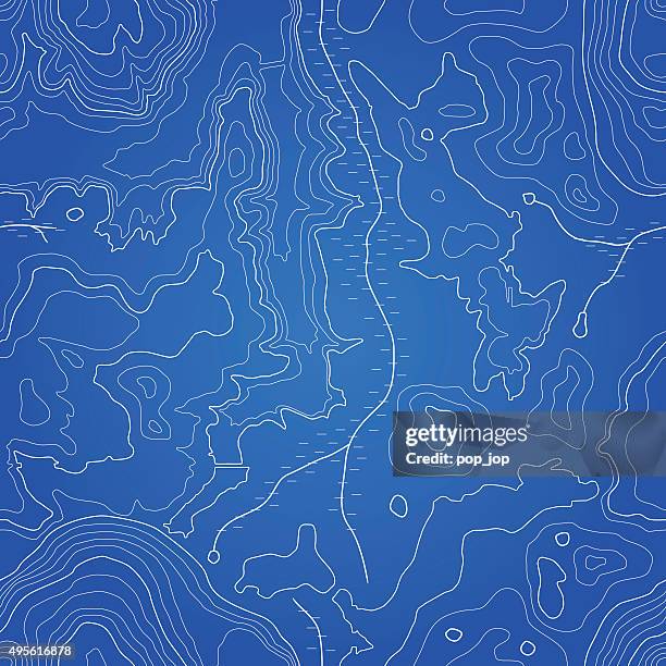 ilustraciones, imágenes clip art, dibujos animados e iconos de stock de abstract topographic mapa-patrón perfecto. - lago