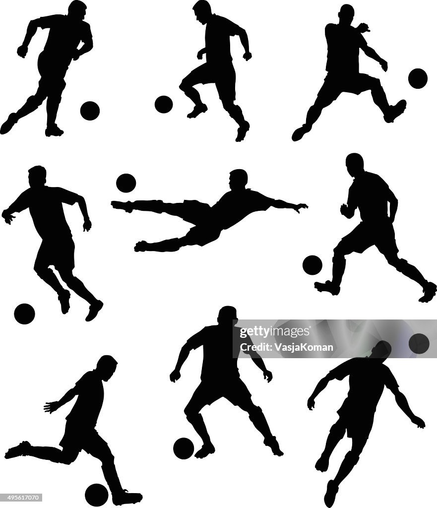 Satz von Fußball Spieler Silhouette