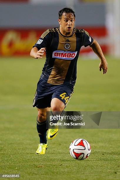 Danny Cruz of Philadelphia Union in action against Chivas USA in the first half at StubHub Center on May 31, 2014 in Los Angeles, California.