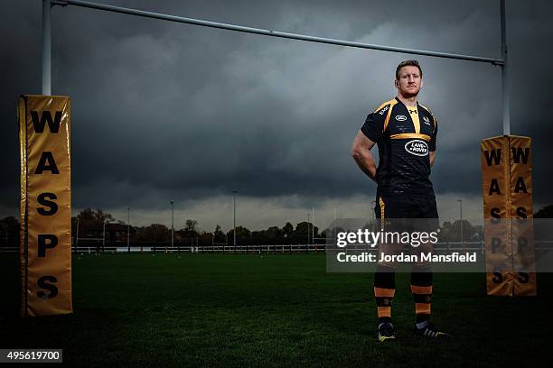 Bradley Davies of Wasps poses for a portrait during a Wasps Media Session at Twyford Avenue Sports Ground on November 4, 2015 in Acton, England.