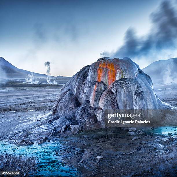 tatio geysers at sunrise, atacama desert - geyser stock pictures, royalty-free photos & images