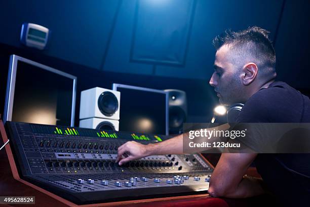 sound engineer working - post production house stock pictures, royalty-free photos & images