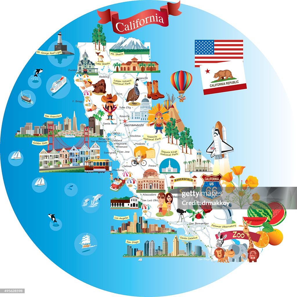 Cartoon map of California