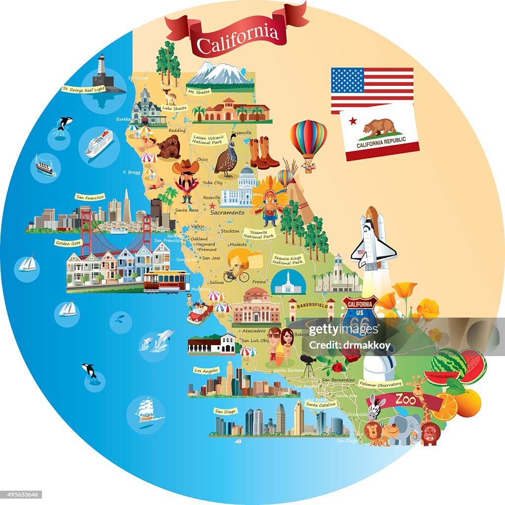Cartoon map of California