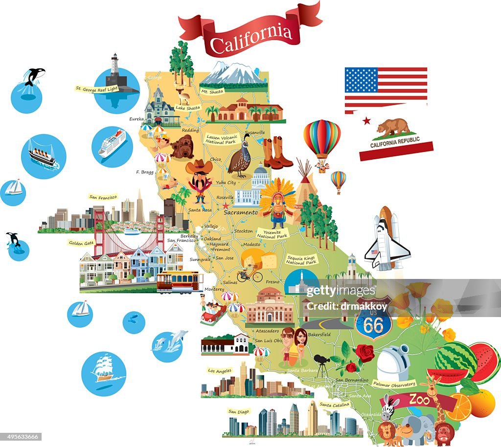 Cartoon map of California