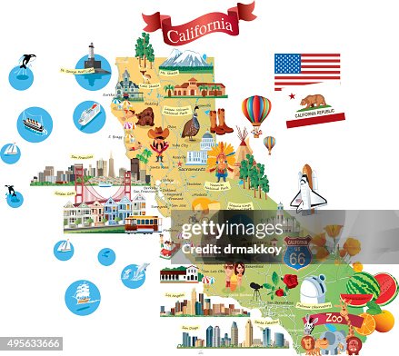 Cartoon map of California Cartoon map of California