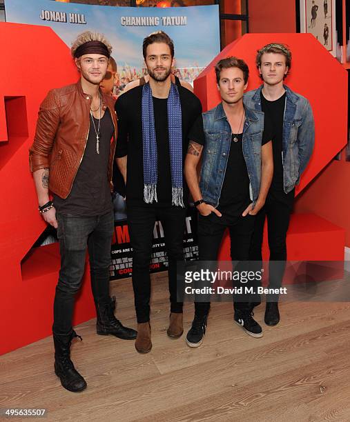 Lawson , Ryan Fletcher, Andy Brown, Adam Pitts and Joel Peat attends a VIP special screening of "22 Jump Street" at the Firmdale Hotel Ham Yard on...