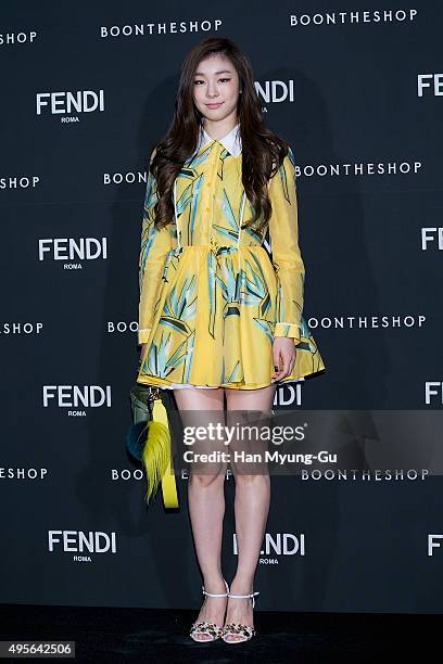 Skater Kim Yu-Na attends the photocall for FENDI - Seoul PEEKABOO Project Exhibition at BoonTheShop on November 4, 2015 in Seoul, South Korea.