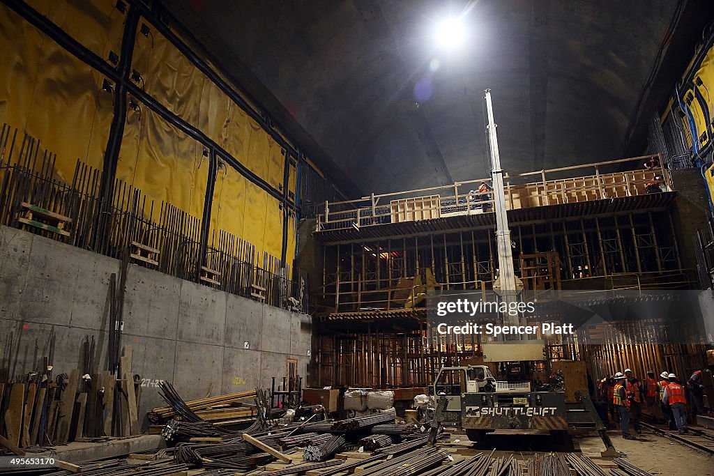 New York City's Transit Authority Gives Media Tour Of Tunnel Connecting LIRR Trains To Grand Central Station