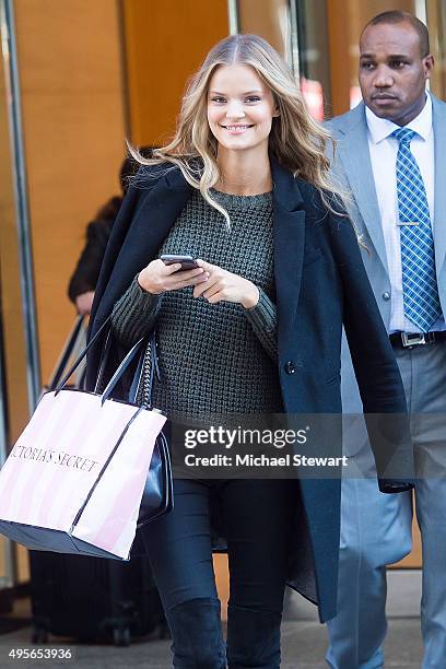 Model Kate Grigorieva is seen in Midtown on November 4, 2015 in New York City.