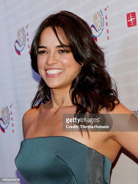 Michelle Rodriguez attends the Chinese American Film Festival Opening Ceremony and Gold Angel Awards Ceremony at The Ricardo Montalban Theatre on...