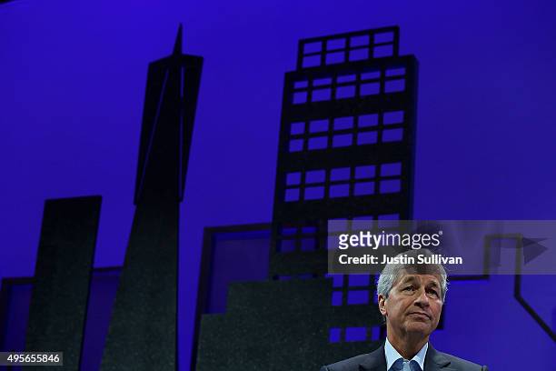 JPMorgan Chase and Co. Chairman and CEO Jamie Dimon speaks during the Fortune Global Forum on November 4, 2015 in San Francisco, California. Business...