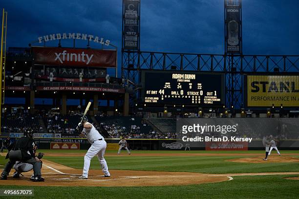 Starting pitcher Justin Masterson of the Cleveland Indians delivers a pitch to Adam Dunn of the Chicago White Sox during the first inning at U.S....