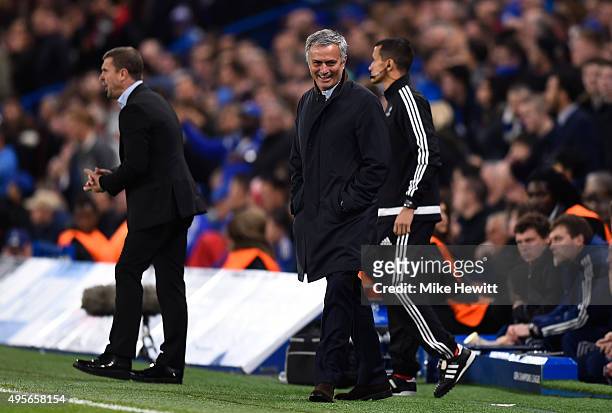 Jose Mourinho the manager of Chelsea smiles during the UEFA Champions League Group G match between Chelsea FC and FC Dynamo Kyiv at Stamford Bridge...