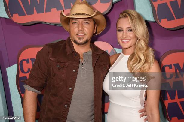 Jason Aldean and Brittany Kerr attend the 2014 CMT Music awards at the Bridgestone Arena on June 4, 2014 in Nashville, Tennessee.
