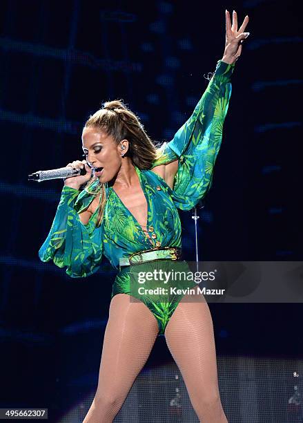 Jennifer Lopez performs onstage during her first ever hometown concert to launch State Farm Neighborhood Sessions on June 4, 2014 in Bronx, New York.